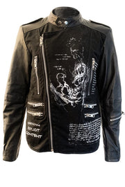 davinci hand printed Lambs Leather Biker