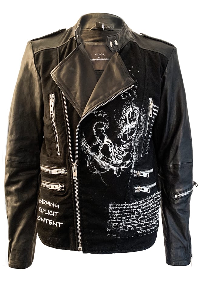 davinci hand printed Lambs Leather Biker