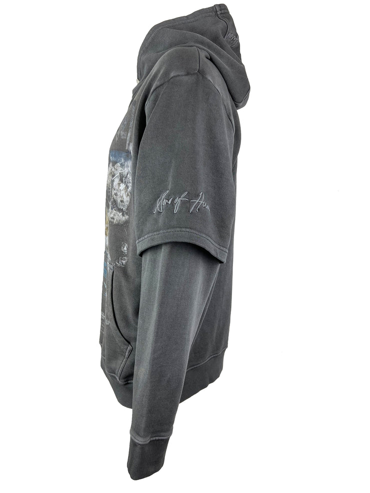 see no evil double sleeved vintage grey hoody