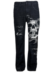 No Evil solid black kicker denim