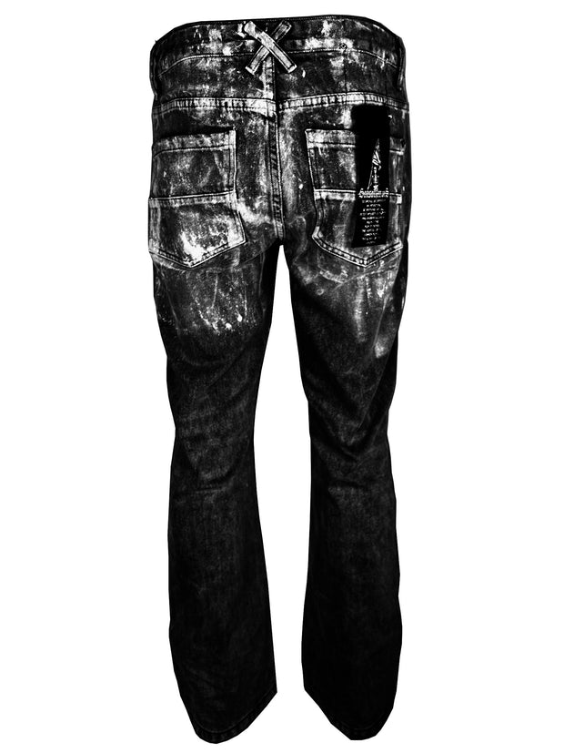 white ice waist solid black kicker denim