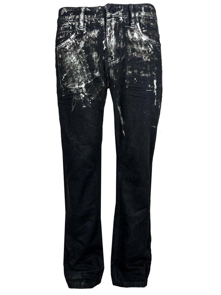 white ice waist solid black kicker denim