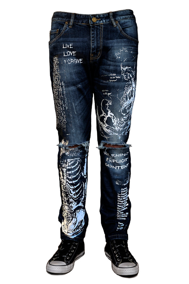 davinci distressed dark vintage slim denim