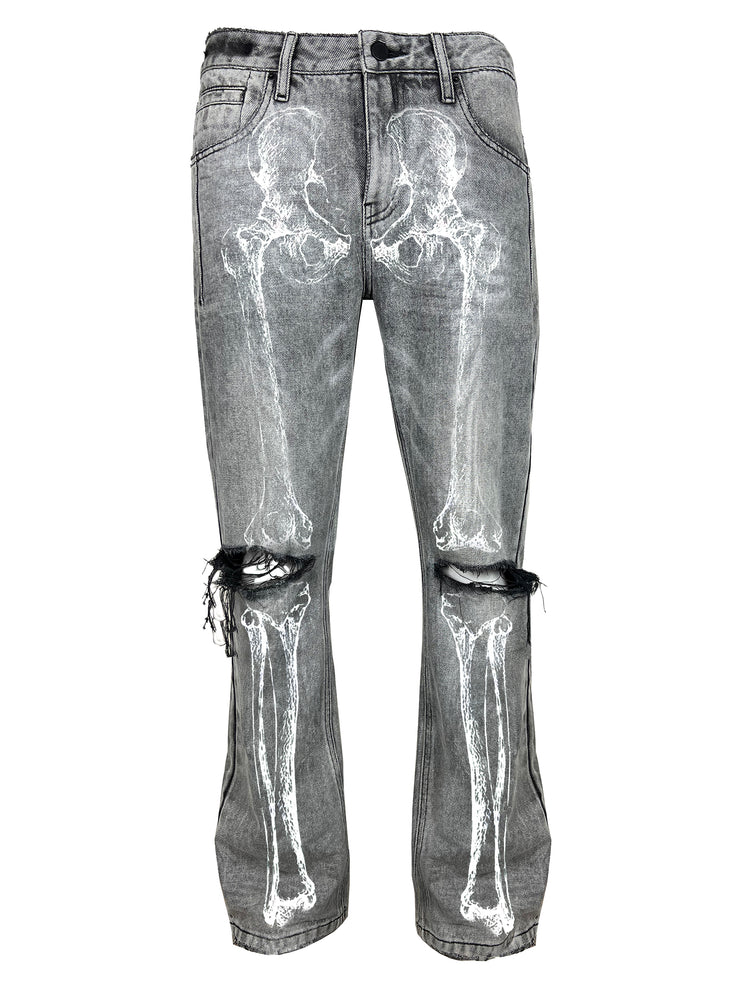 Xray distressed vintage grey kicker denim