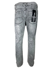 Davinci distressed vintage grey kicker denim