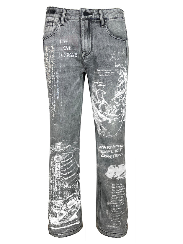 Davinci distressed vintage grey kicker denim