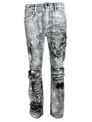 Fallen hero glacier distressed grey kicker denim