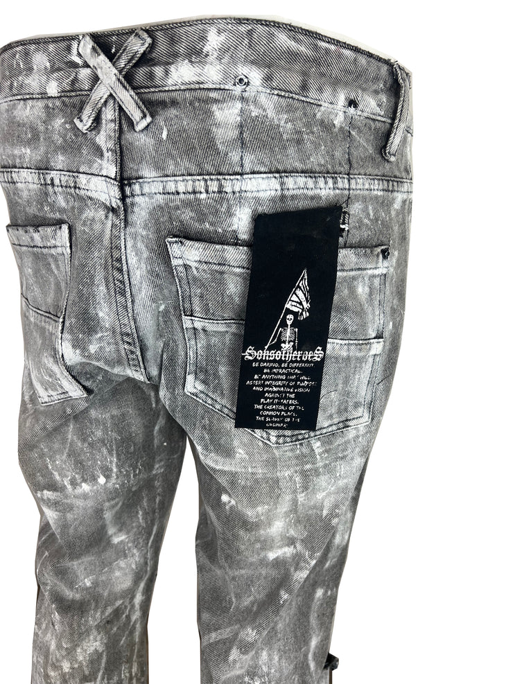 Fallen hero glacier distressed grey kicker denim