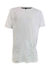 gunshot distressed white t