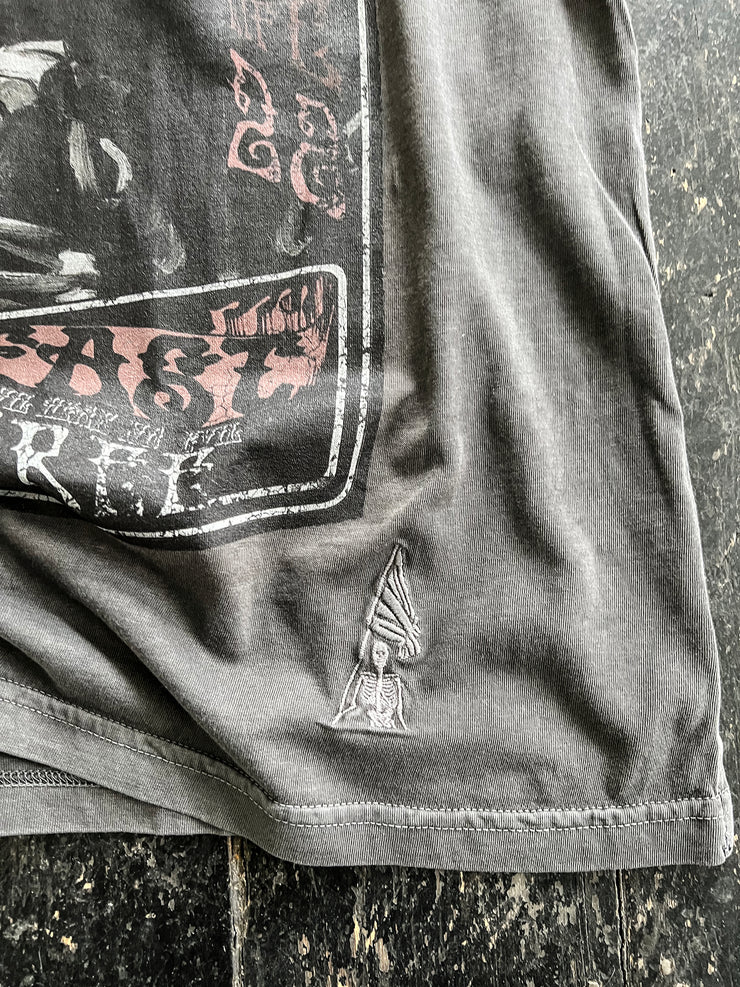 live free garment dyed T - vintage grey