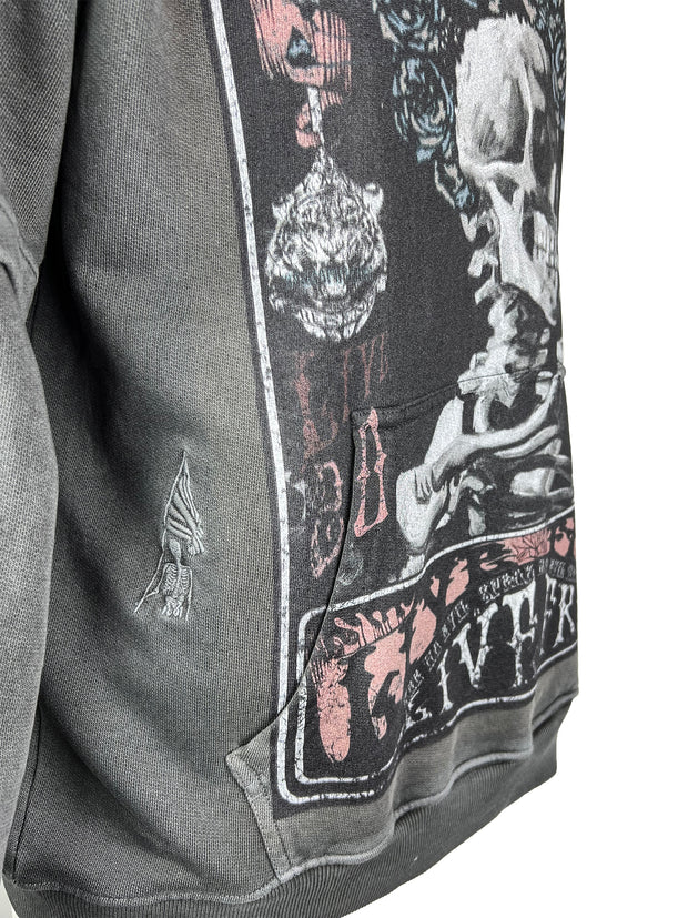 live fast double sleeved vintage grey hoody