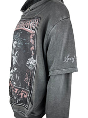 live fast double sleeved vintage grey hoody