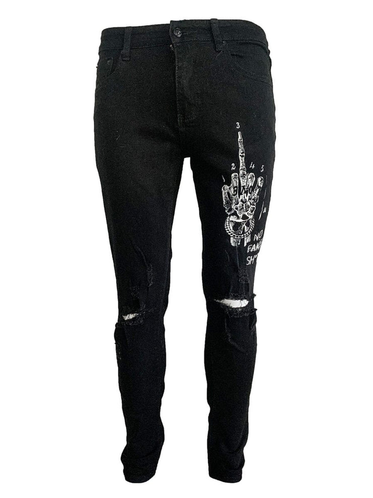 no fake sh*t distressed black skinny jean