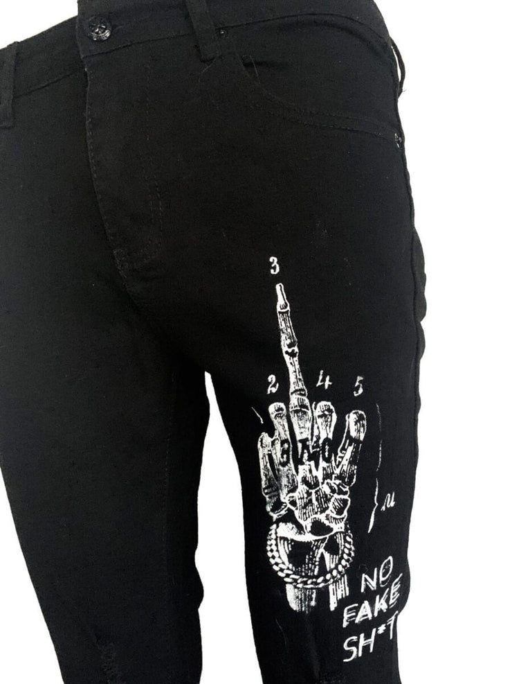 no fake sh*t distressed black skinny jean