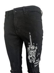 no fake sh*t distressed black skinny jean