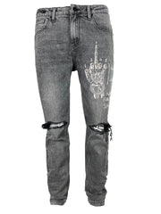 no fake sh*t distressed grey skinny denim