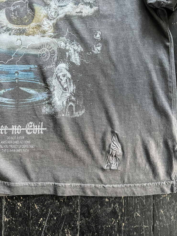 see no evil garment dye vintage t - vintage grey