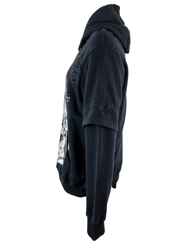 speak no evil double sleeved worn black hoody