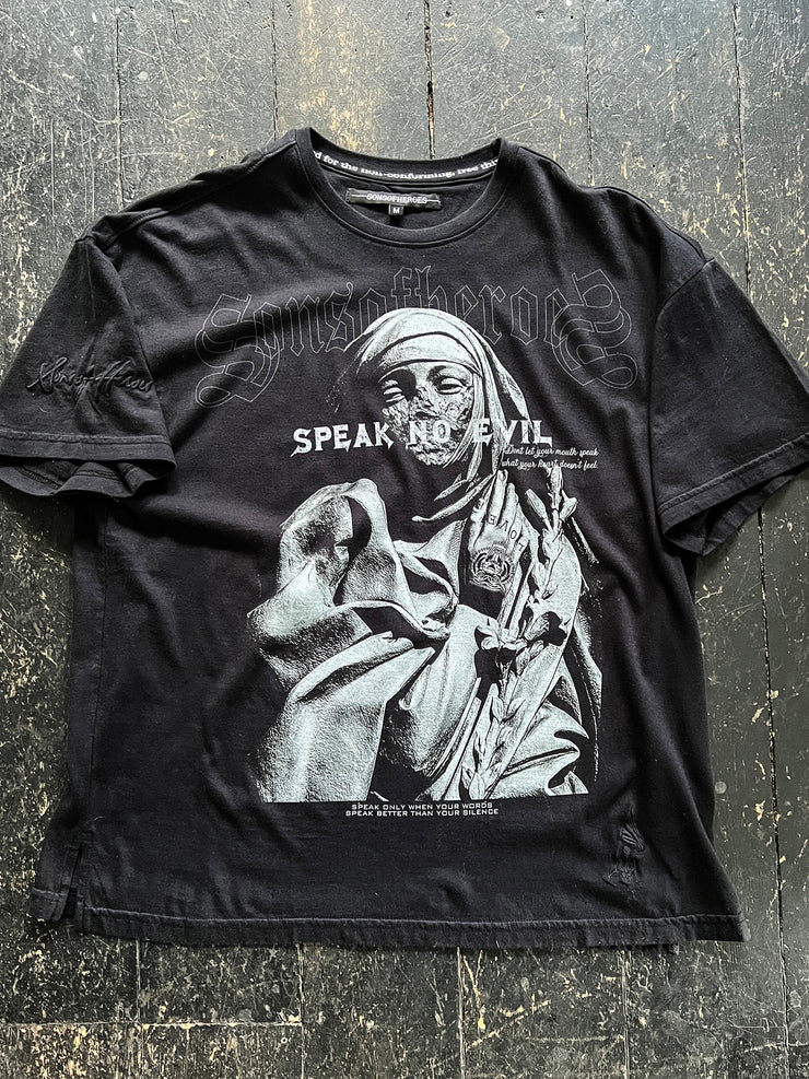 garment dye speak no evil vintage t - vintage black