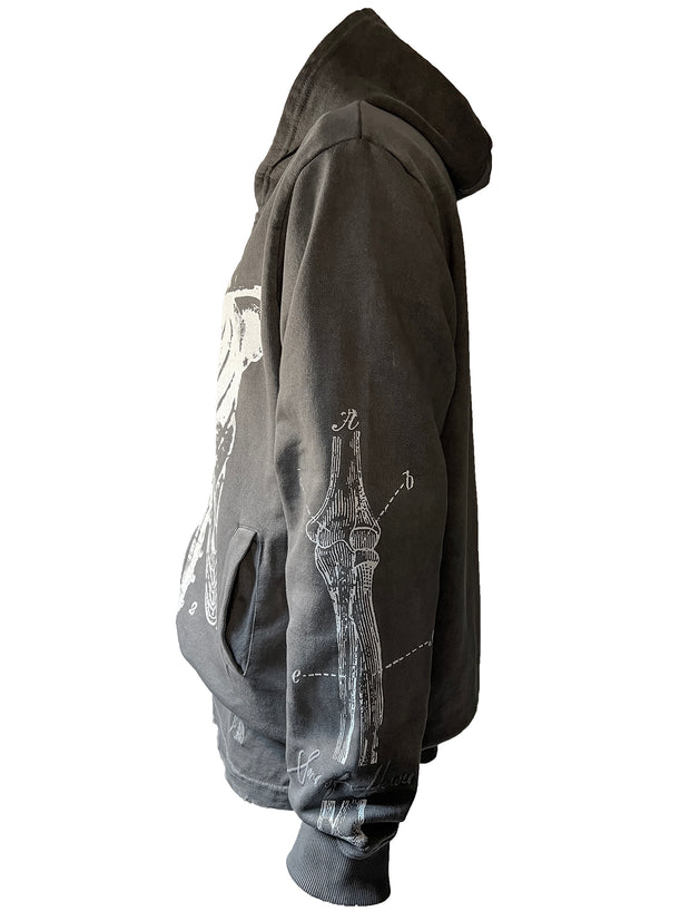 vintage grey zip through un-seen  hoody