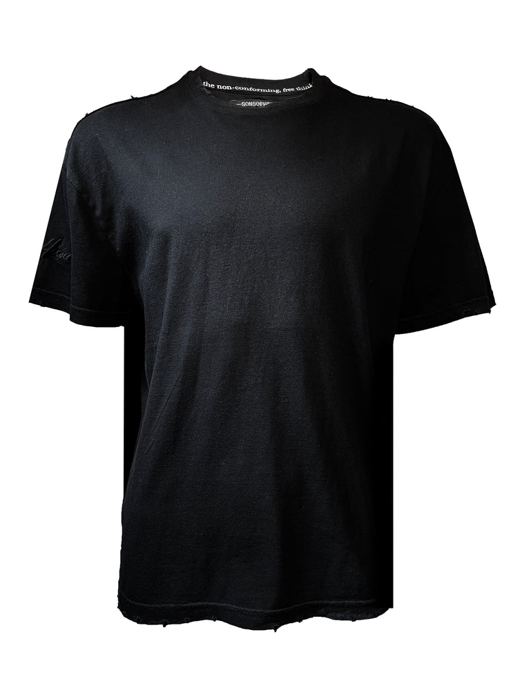 void garment dyed T - worn black