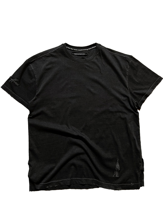 void garment dyed T - worn black